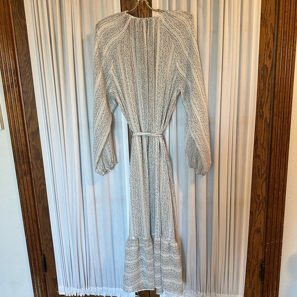 Banana Republic White Black Dot Sheer Chiffon Boho Midi Dress - Picture 10 of 14